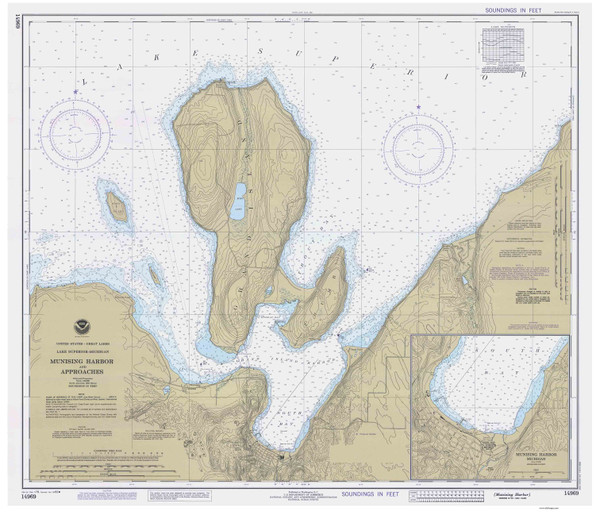 Munising Harbor and Approaches 1982 Lake Superior Harbor Chart Reprint Great Lakes 9 - 931