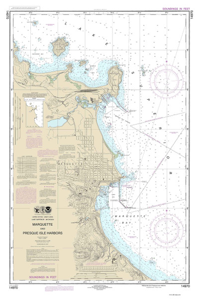 Marquette and Presque Isle Harbors 2014 Lake Superior Harbor Chart Reprint Great Lakes 9 - 935