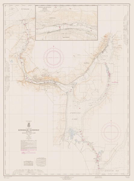Keweenaw Waterway 1964 Lake Superior Harbor Chart Reprint Great Lakes 9 - 944