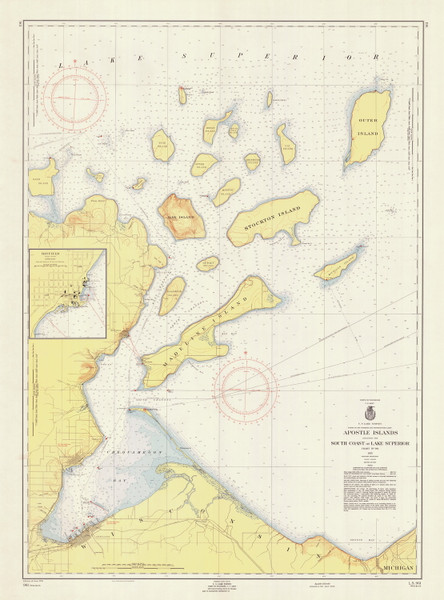 Apostle Islands 1955 Lake Superior Harbor Chart Reprint Great Lakes 9 - 961