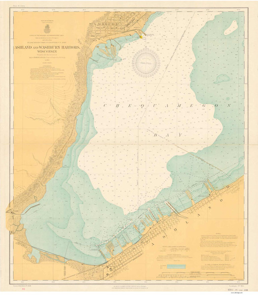 Ashland and Washburn Harbors 1909 Lake Superior Harbor Chart Reprint Great Lakes 9 - 964