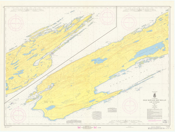 Isle Royale 1967 Lake Superior Harbor Chart Reprint Great Lakes 9 - 981