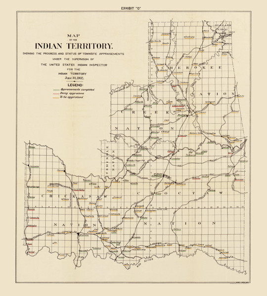 Indian Territory - Progress of Townsite Appraisements 1902 - Oklahoma Regional 2