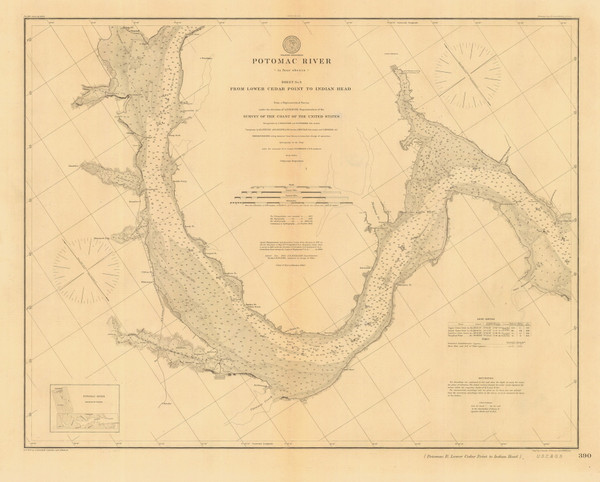 Potomac Point 3 from Lower Cedar Point to Indian Head 1882a - Old Map Nautical Chart AC Harbors 390 - Chesapeake Bay