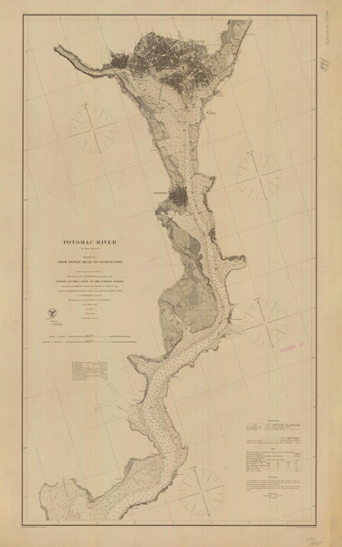 Potomac River 4 from Indian Head to Georgetown 1875 - Old Map Nautical Chart AC Harbors 391 - Chesapeake Bay Potomac River 4 from Indian Head to Georgetown 1875 - Old Map Nautical Chart AC Harbors 391 - Chesapeake Bay