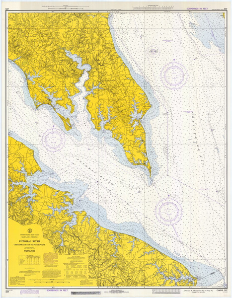 Potomac River 1 Chesapeake Bay to Piney Point 1973 - Old Map Nautical Chart AC Harbors 557 - Chesapeake Bay