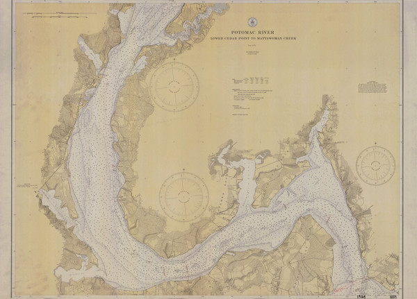 Potomac River 3 Lower Cedar Point to Mattawoman Creek 1929 - Old Map Nautical Chart AC Harbors 559 - Chesapeake Bay