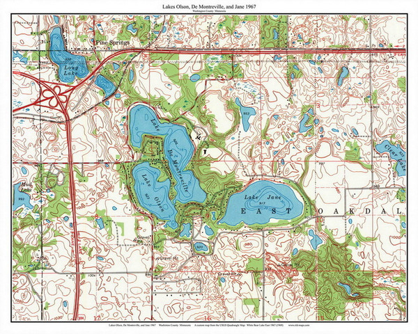 Lake Olson and Lake DeMontrville 1967 - Custom USGS Old Topo Map - Minnesota - Minneapolis Area