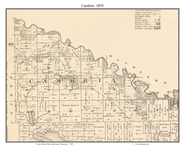Cambria, Blue Earth Co. Minnesota 1879 Old Town Map Custom Print - Blue Earth Co.