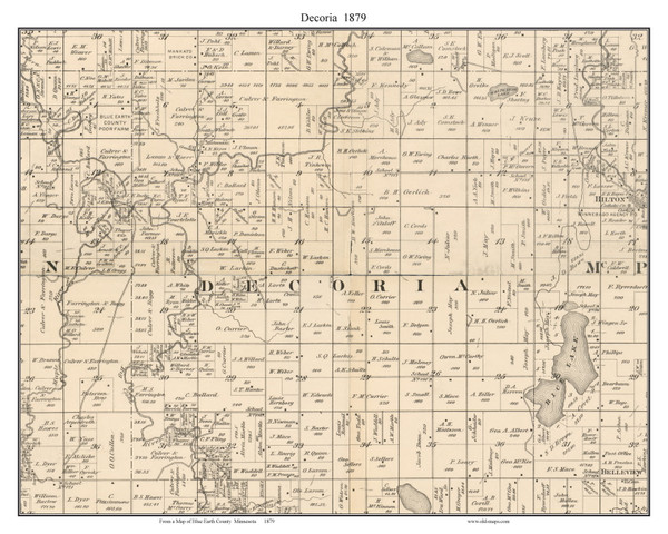 Decoria, Blue Earth Co. Minnesota 1879 Old Town Map Custom Print - Blue Earth Co.