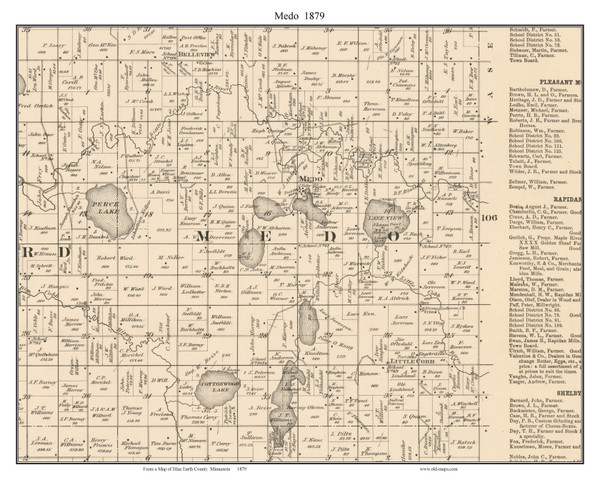 Medo, Blue Earth Co. Minnesota 1879 Old Town Map Custom Print - Blue Earth Co.