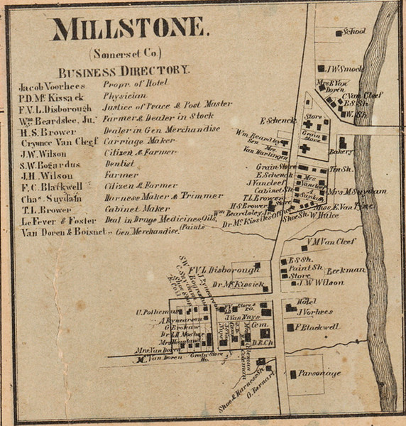 Millstone Village, New Jersey 1860 Old Town Map Custom Print - Somerset Co.