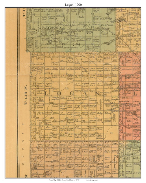 Logan, South Dakota 1900 Old Town Map Custom Print - Clark Co.
