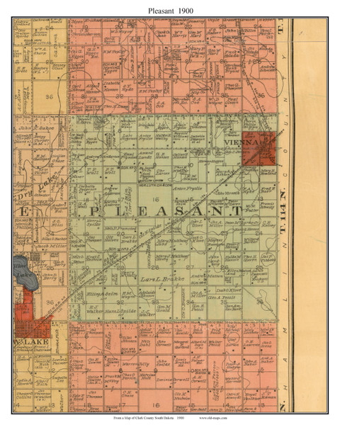 Pleasant, South Dakota 1900 Old Town Map Custom Print - Clark Co.