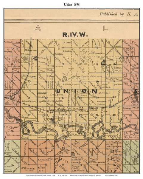 Union Calista, Kansas 1898 Old Town Map Custom Print - McPherson Co