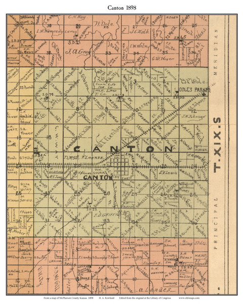 Canton, Kansas 1898 Old Town Map Custom Print - McPherson Co