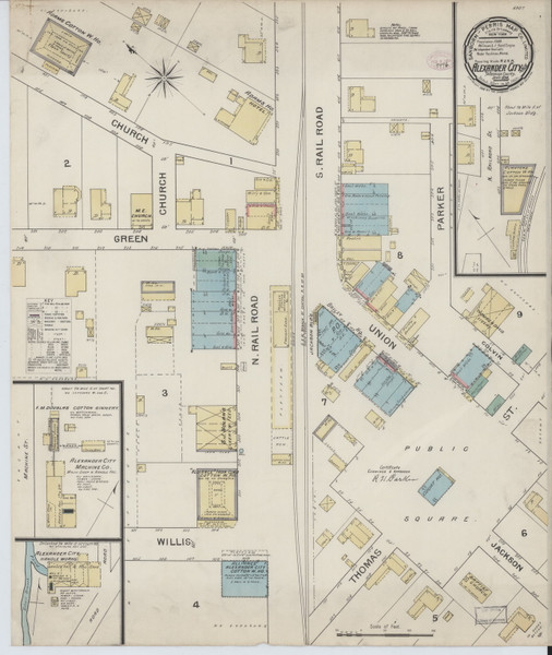 Alexander City, Alabama 1894 - Old Map Alabama Fire Insurance Index