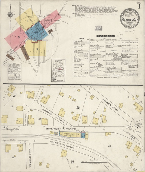 Alexander City, Alabama 1921 - Old Map Alabama Fire Insurance Index