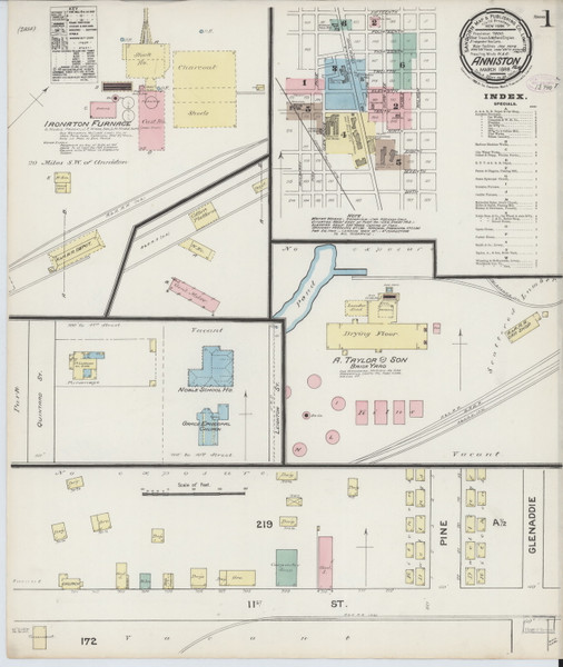 Anniston, Alabama 1888 - Old Map Alabama Fire Insurance Index
