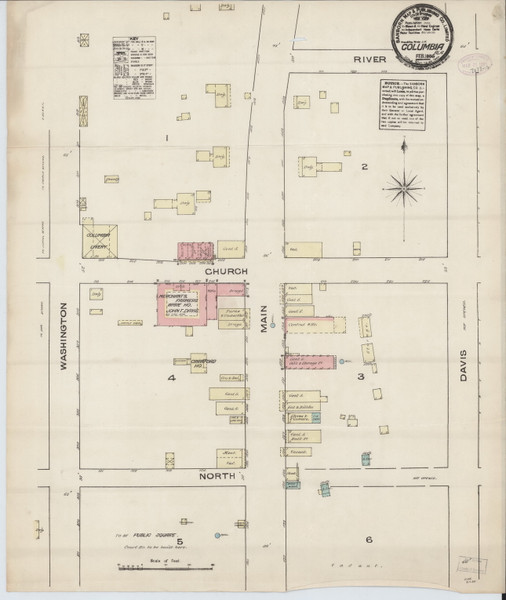 Columbia, Alabama 1885 - Old Map Alabama Fire Insurance Index