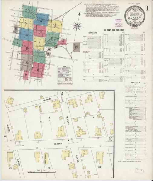 Dothan, Alabama 1907 - Old Map Alabama Fire Insurance Index