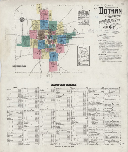 Dothan, Alabama 1924 - Old Map Alabama Fire Insurance Index