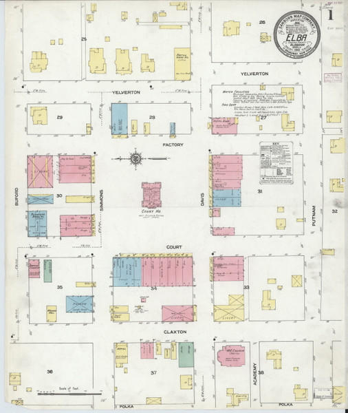 Elba, Alabama 1910 - Old Map Alabama Fire Insurance Index