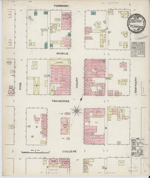 Florance, Alabama 1884 - Old Map Alabama Fire Insurance Index
