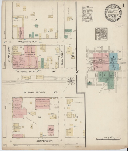 Opelika, Alabama 1885 - Old Map Alabama Fire Insurance Index