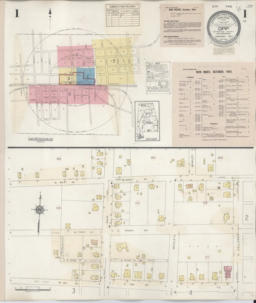 Opp, Alabama 1943 - Old Map Alabama Fire Insurance Index