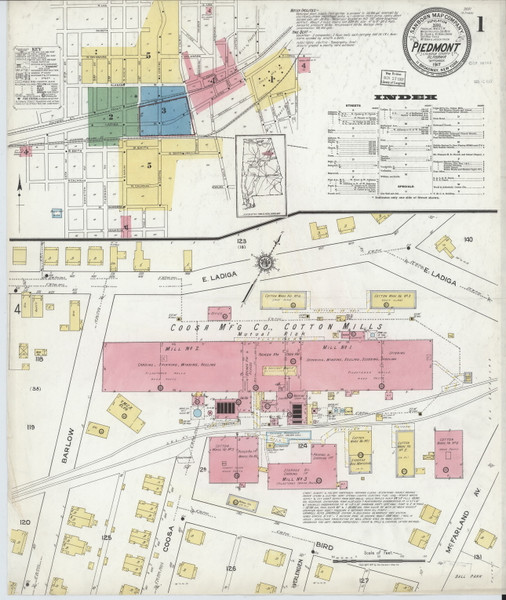 Piedmont, Alabama 1917 - Old Map Alabama Fire Insurance Index