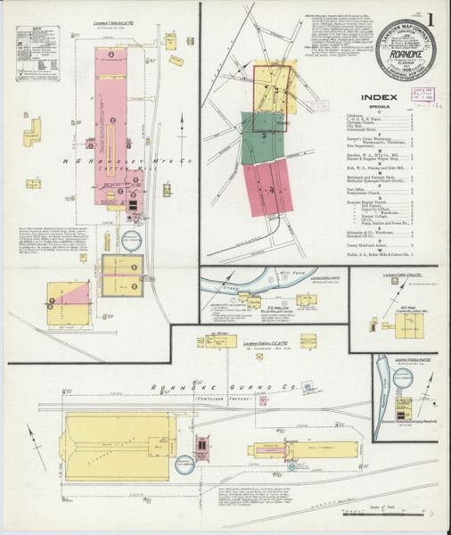 Roanoke, Alabama 1909 - Old Map Alabama Fire Insurance Index