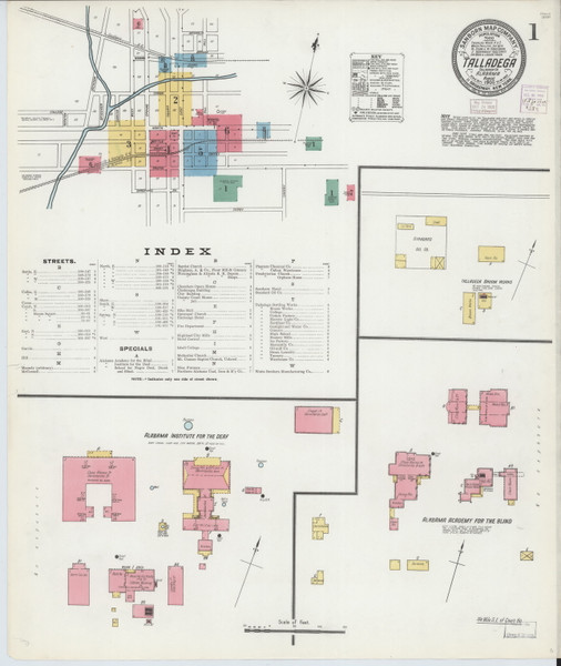 Talladega, Alabama 1905 - Old Map Alabama Fire Insurance Index