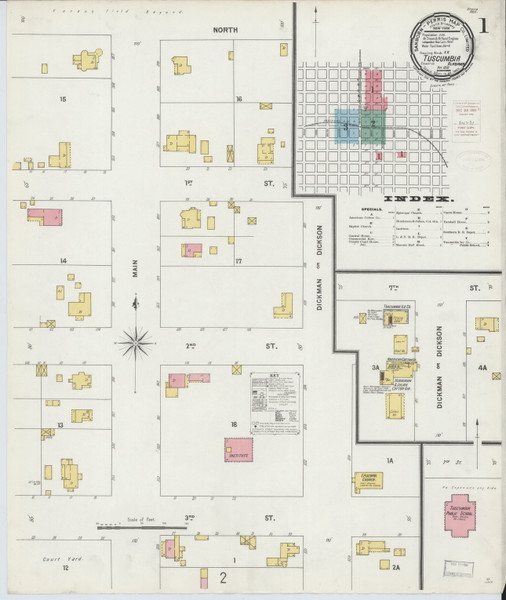 Tuscumbia, Alabama 1899 - Old Map Alabama Fire Insurance Index