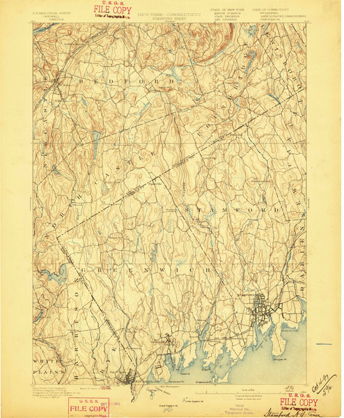 Stamford, New York - Connecticut 1893 (1897) USGS Old Topo Map 15x15 Quad
