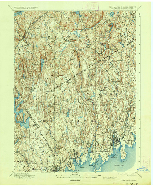 Stamford, New York - Connecticut 1899 (1937) USGS Old Topo Map 15x15 Quad