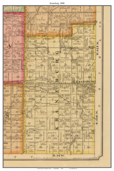Kranzburg, South Dakota 1898 Old Town Map Custom Print - Codington Co. Kranzburg, South Dakota 1898 Old Town Map Custom Print - Codington Co.