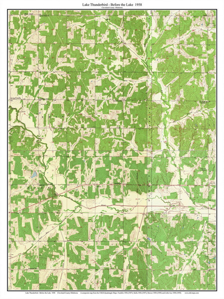 Lake Thunderbird - Before the Lake 1958 - Custom USGS Old Topo Map - Oklahoma