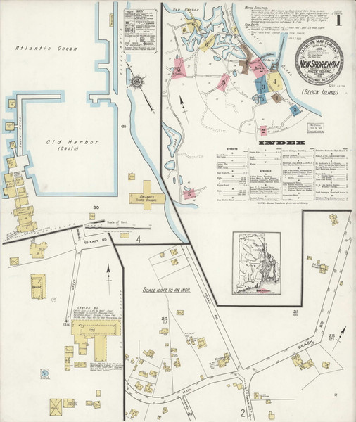 New Shoreham, Rhode Island 1921 - Old Map Rhode Island Fire Insurance Index