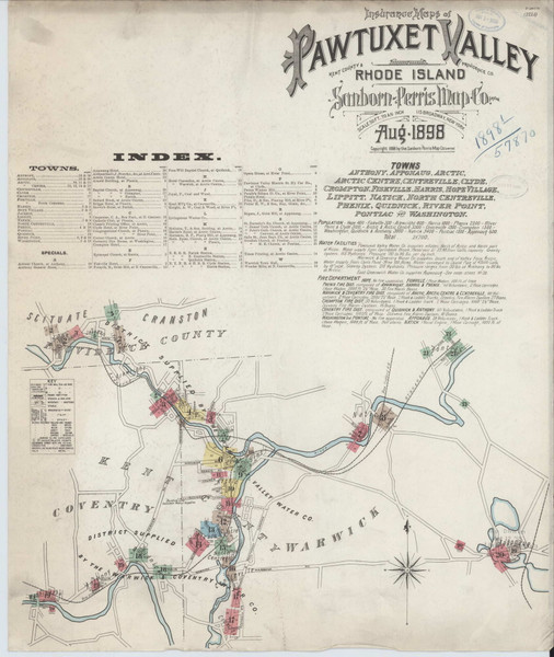 Pawtuxet Valley, Rhode Island 1898 - Old Map Rhode Island Fire Insurance Index