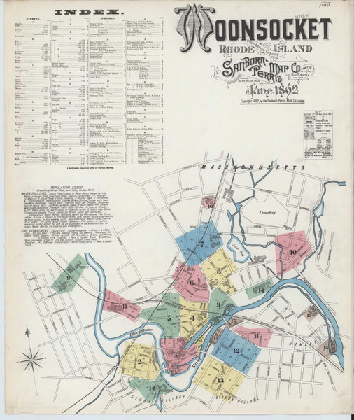 Woonsocket, Rhode Island 1892 - Old Map Rhode Island Fire Insurance Index Woonsocket, Rhode Island 1892 - Old Map Rhode Island Fire Insurance Index