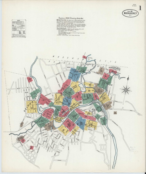 Woonsocket, Rhode Island 1903 - Old Map Rhode Island Fire Insurance Index