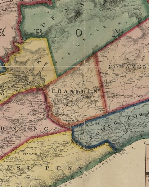 Franklin Township, Pennsylvania 1860 Old Town Map Custom Print - Monroe and Carbon Co.