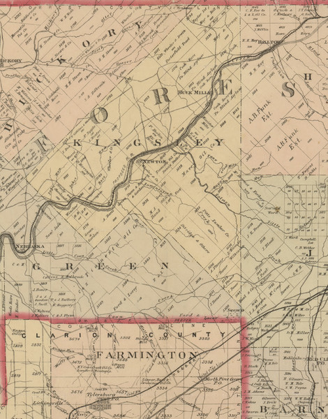 Kingsley Township - Forest Co., Pennsylvania 1882 Old Town Map Custom Print - Warren and Forest Co.