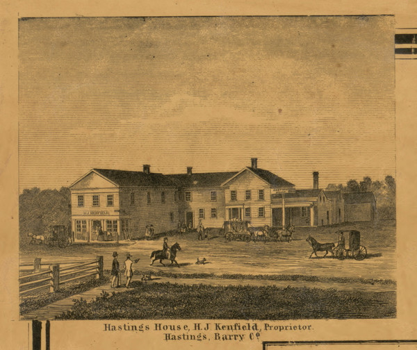 Hastings House, Michigan 1860 Old Town Map Custom Print - Eaton and Barry Co.