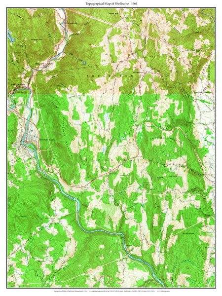 Shelburne 1961 - Custom USGS Old Topo Map - Massachusetts 7x7 Custom FRCO
