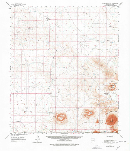 Alamo Mountain, New Mexico 1959 (1978) USGS Old Topo Map Reprint 15x15 TX Quad 189510 Alamo Mountain, New Mexico 1959 (1978) USGS Old Topo Map Reprint 15x15 TX Quad 189510