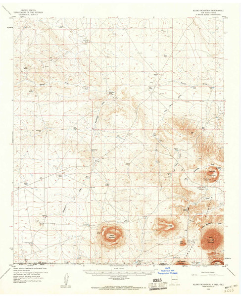 Alamo Mountain, New Mexico 1959 (1960) USGS Old Topo Map Reprint 15x15 TX Quad 189511 Alamo Mountain, New Mexico 1959 (1960) USGS Old Topo Map Reprint 15x15 TX Quad 189511