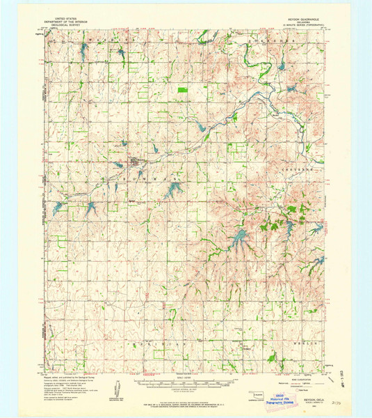 Reydon, Oklahoma 1961 (1963) USGS Old Topo Map Reprint 15x15 TX Quad 802385