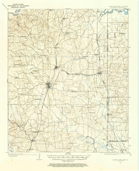 Atlanta, Texas 1907 (1958) USGS Old Topo Map Reprint 15x15 TX Quad 106243